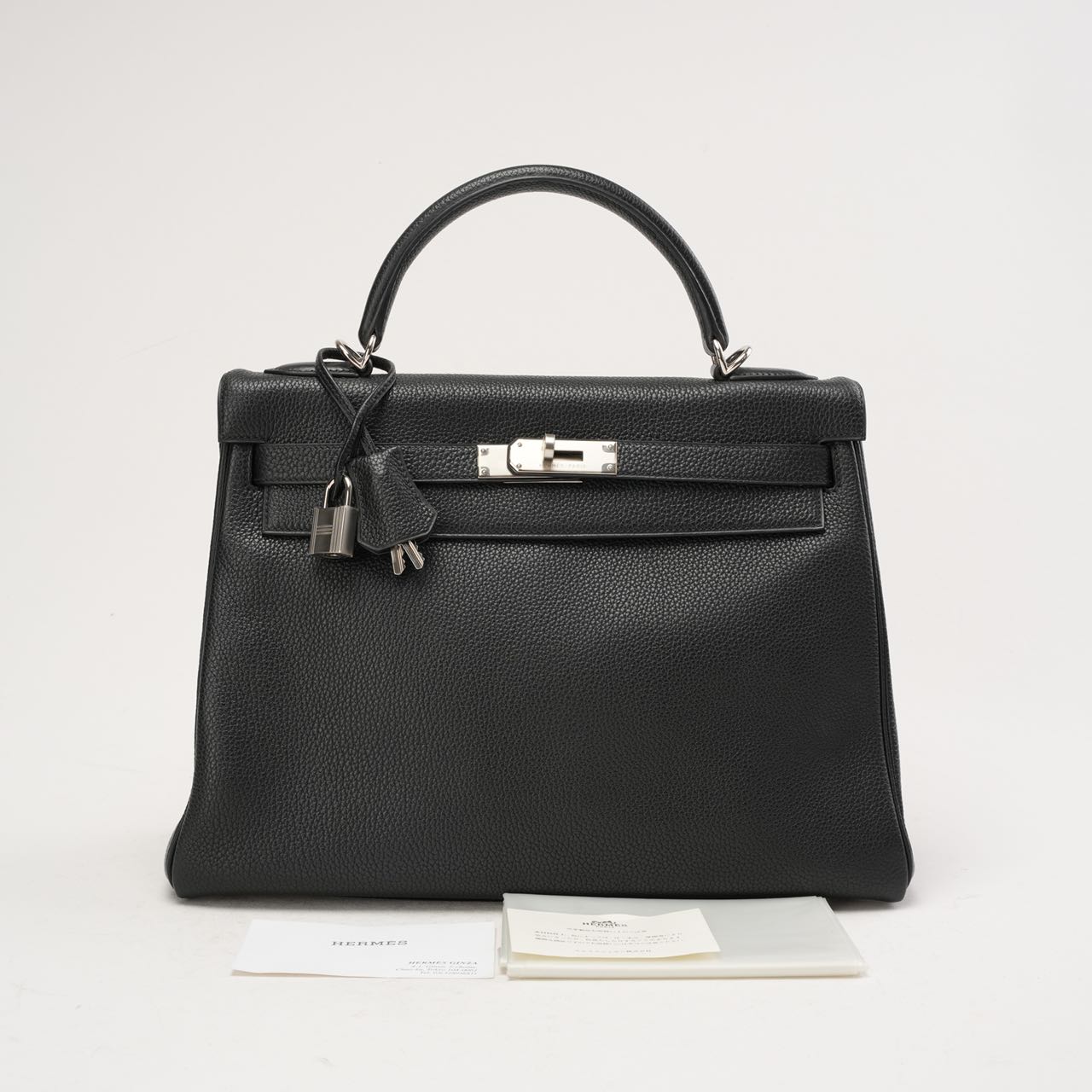 Hermes Vintage Sellier Kelly 32 Togo Black 2004