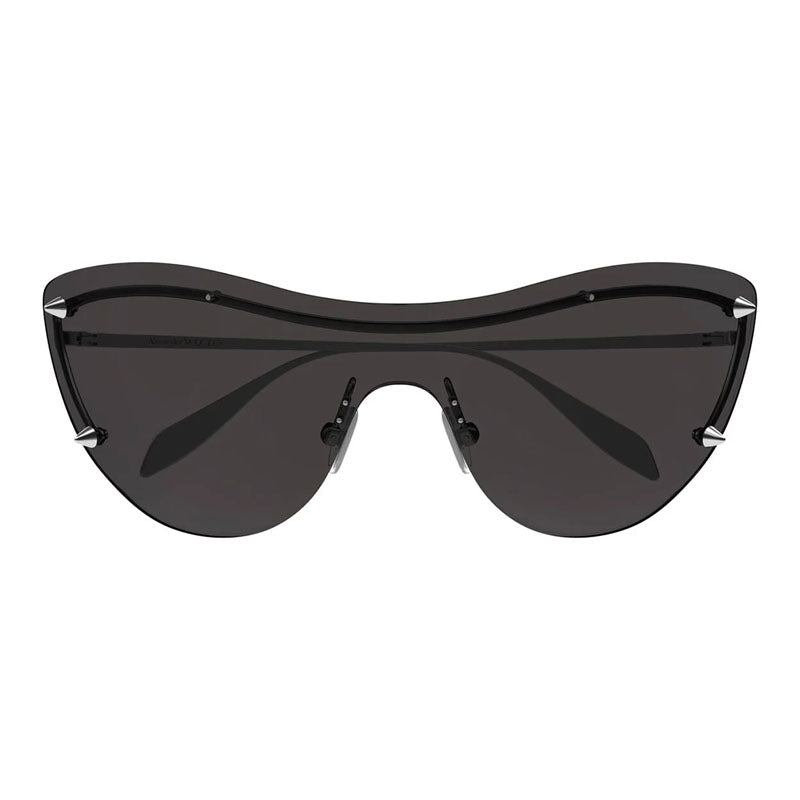Alexander McQueen Sunglasses Shield Rimless, Silver Frame and Grey Lens AM0413S007