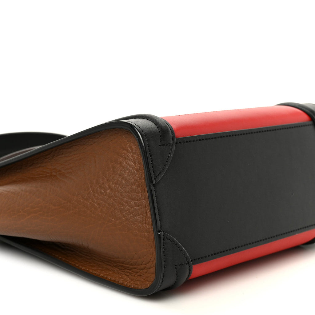 Smooth Calfskin Bullhide Nano Tri-Color Luggage Bright Red