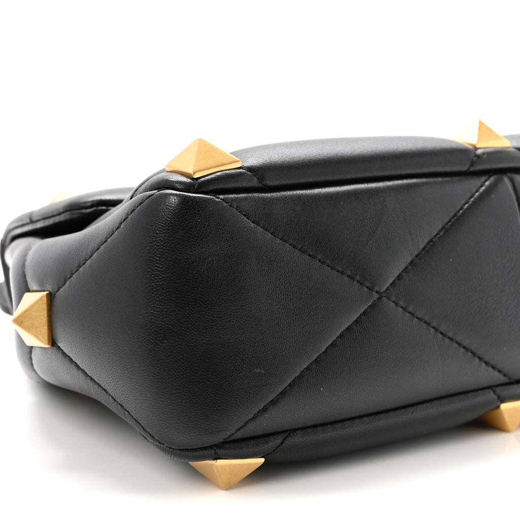 Nappa Large Roman Stud Shoulder Bag Black