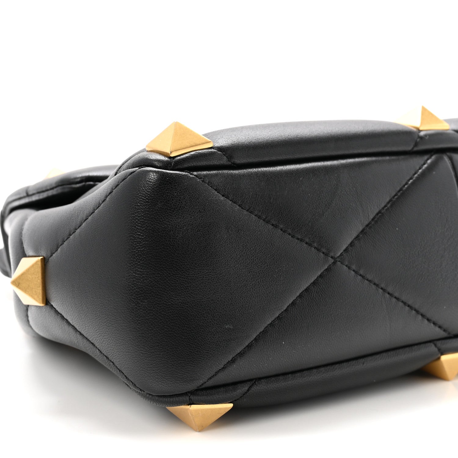 Nappa Large Roman Stud Shoulder Bag Black