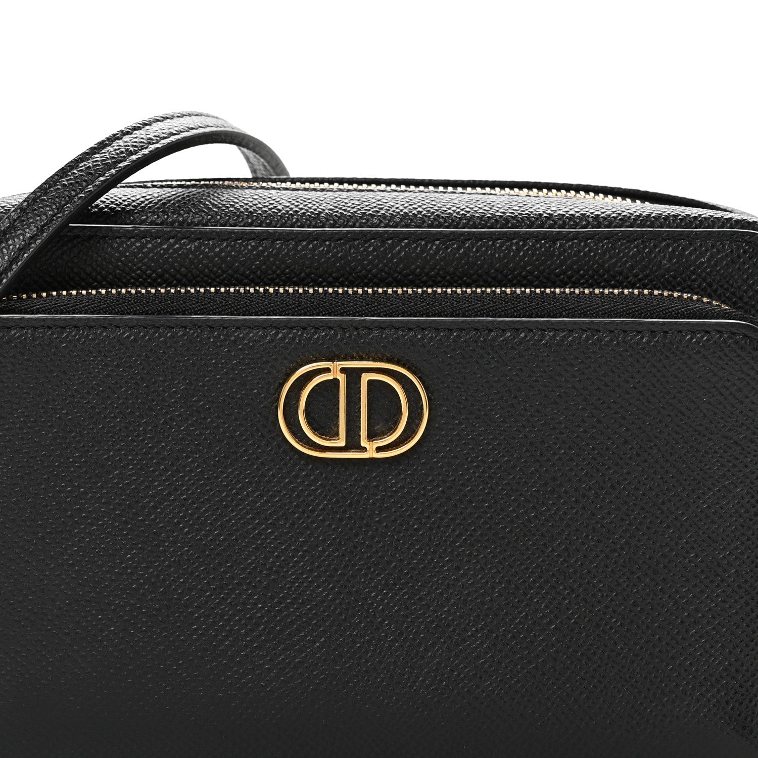 Grained Calfskin Caro Double Pouch Black