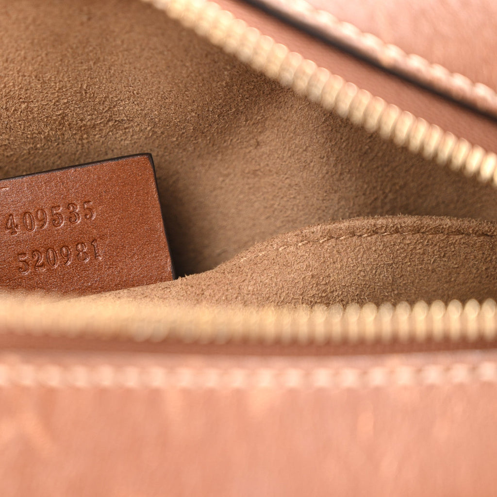GG Supreme Monogram Cuoio Toscano Mini Chain Shoulder Bag Beige Ebony Cuir