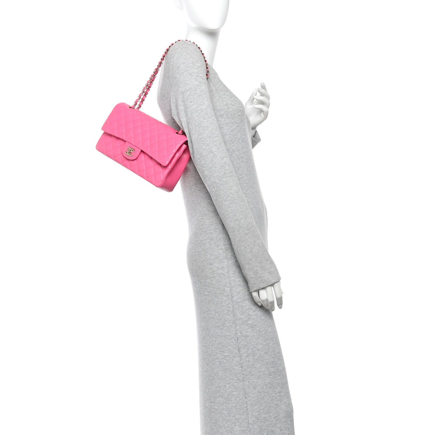 Caviar Quilted Medium Double Flap Pink