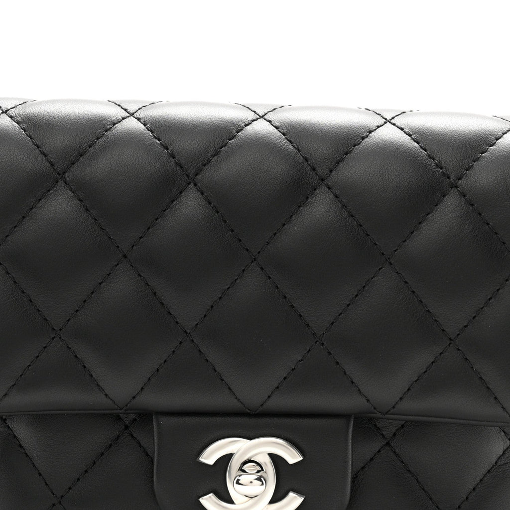 Calfskin Quilted CC Uniform Flap Belt Bag Black
