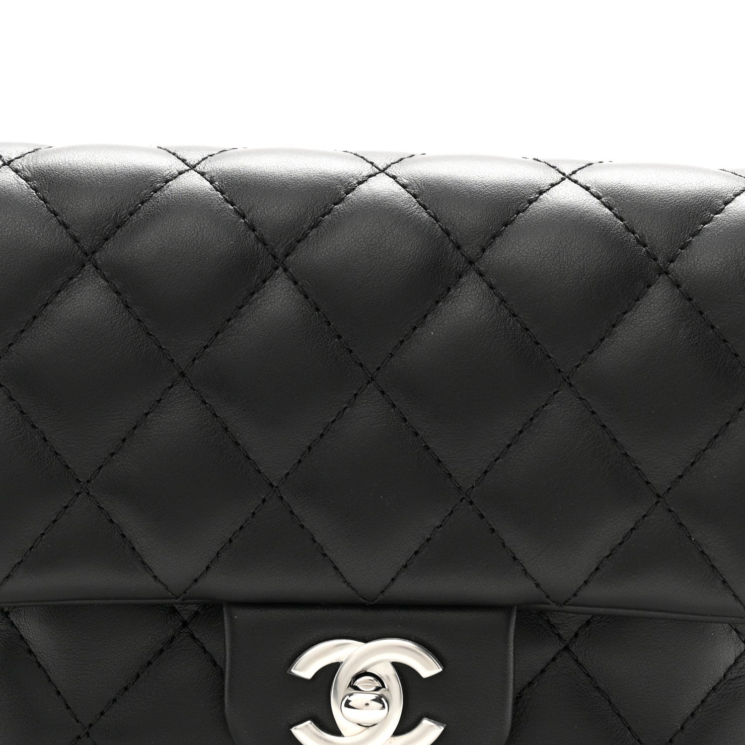 Calfskin Quilted CC Uniform Flap Belt Bag Black
