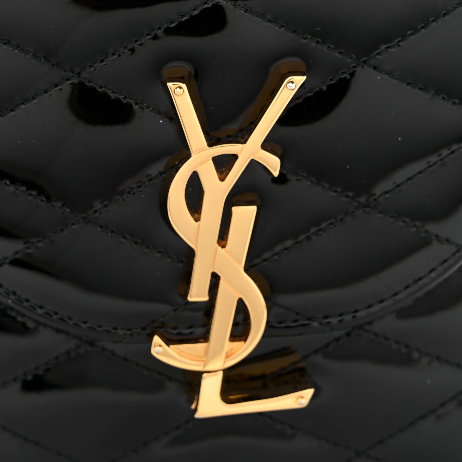 Patent Matelasse Monogram June Box Bag Black
