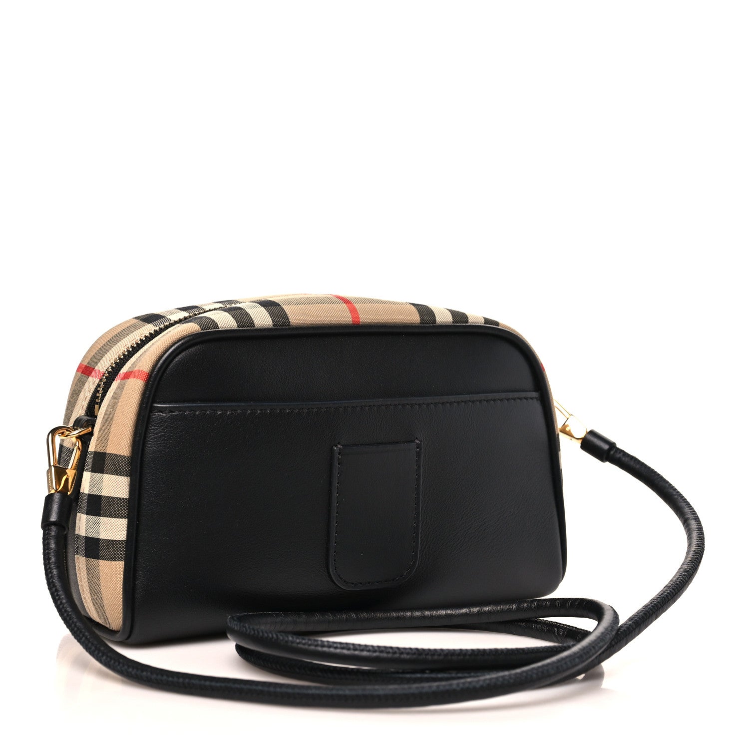 Calfskin Vintage Check Half Cube Crossbody Bag Black
