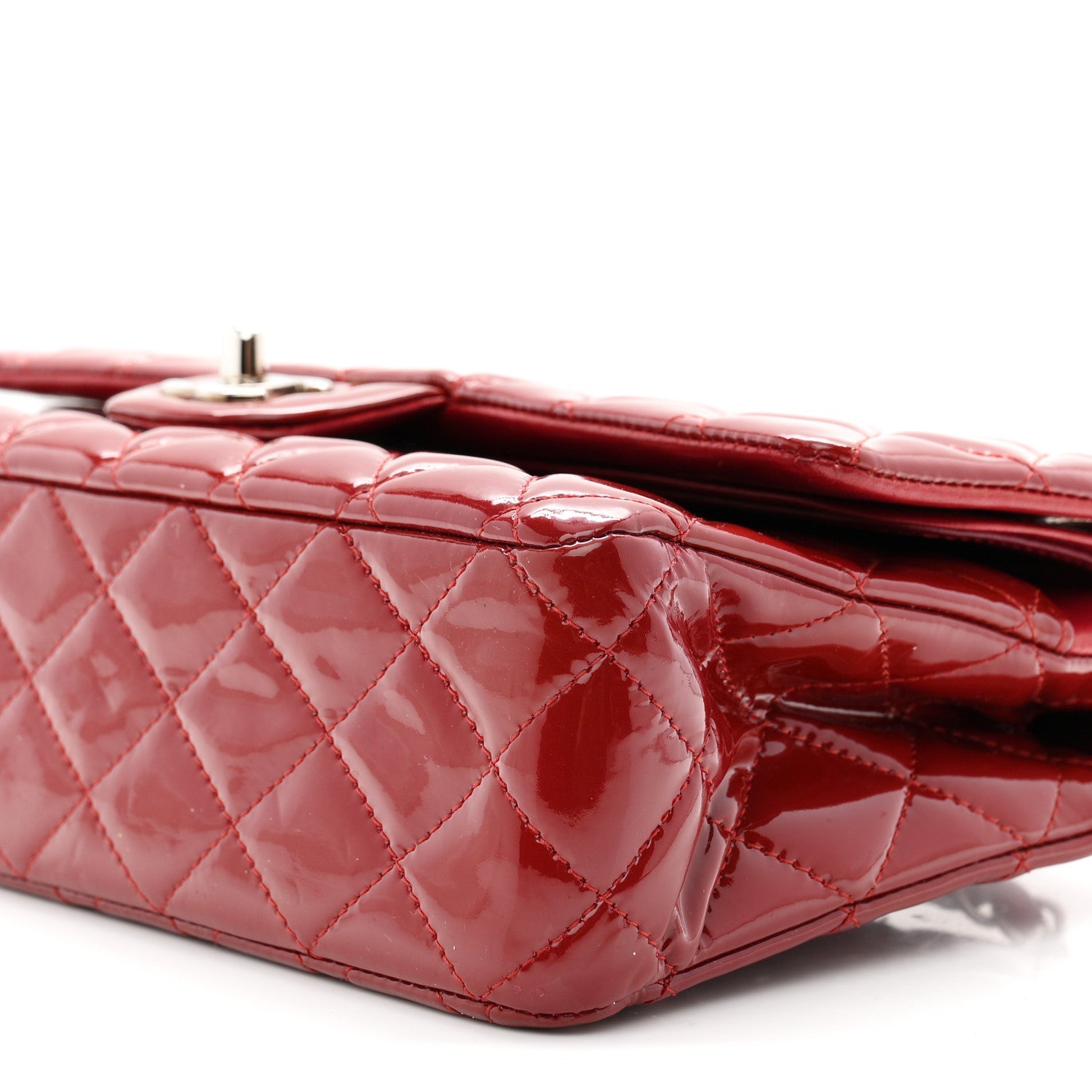 Patent Quilted Medium Double Flap Red