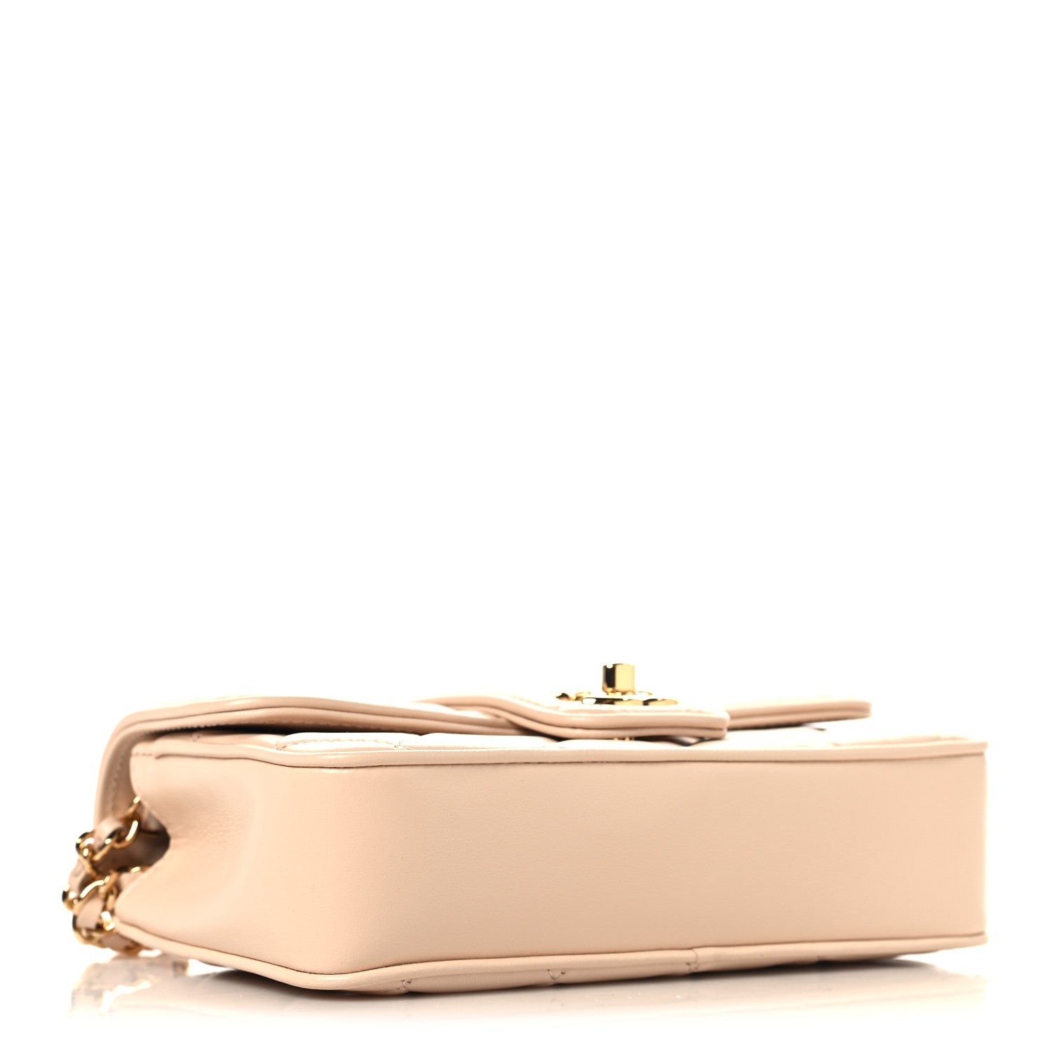 Lambskin Quilted Tab Mini Flap Beige