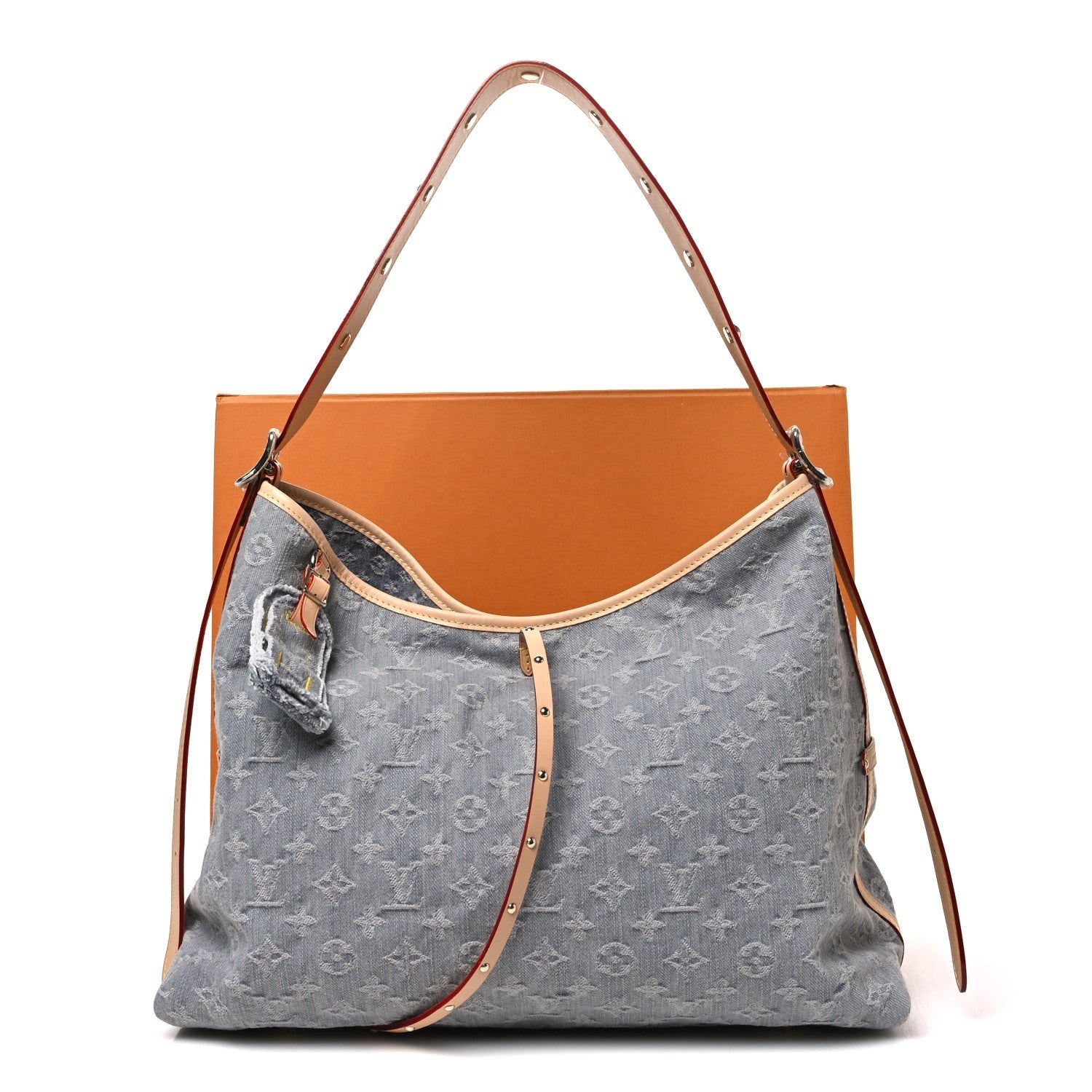 Monogram Denim CarryAll MM Washed Grey
