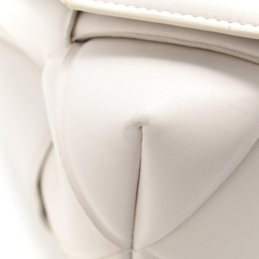 Nappa Intreccio Padded Top Handle Shoulder Bag White