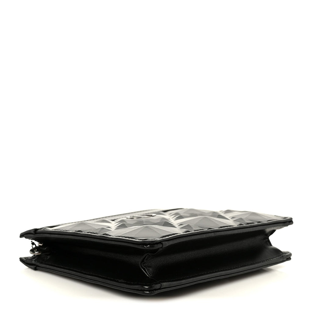 Calfskin Macrocannage Diamond Caro Zipped Pouch With Chain Black
