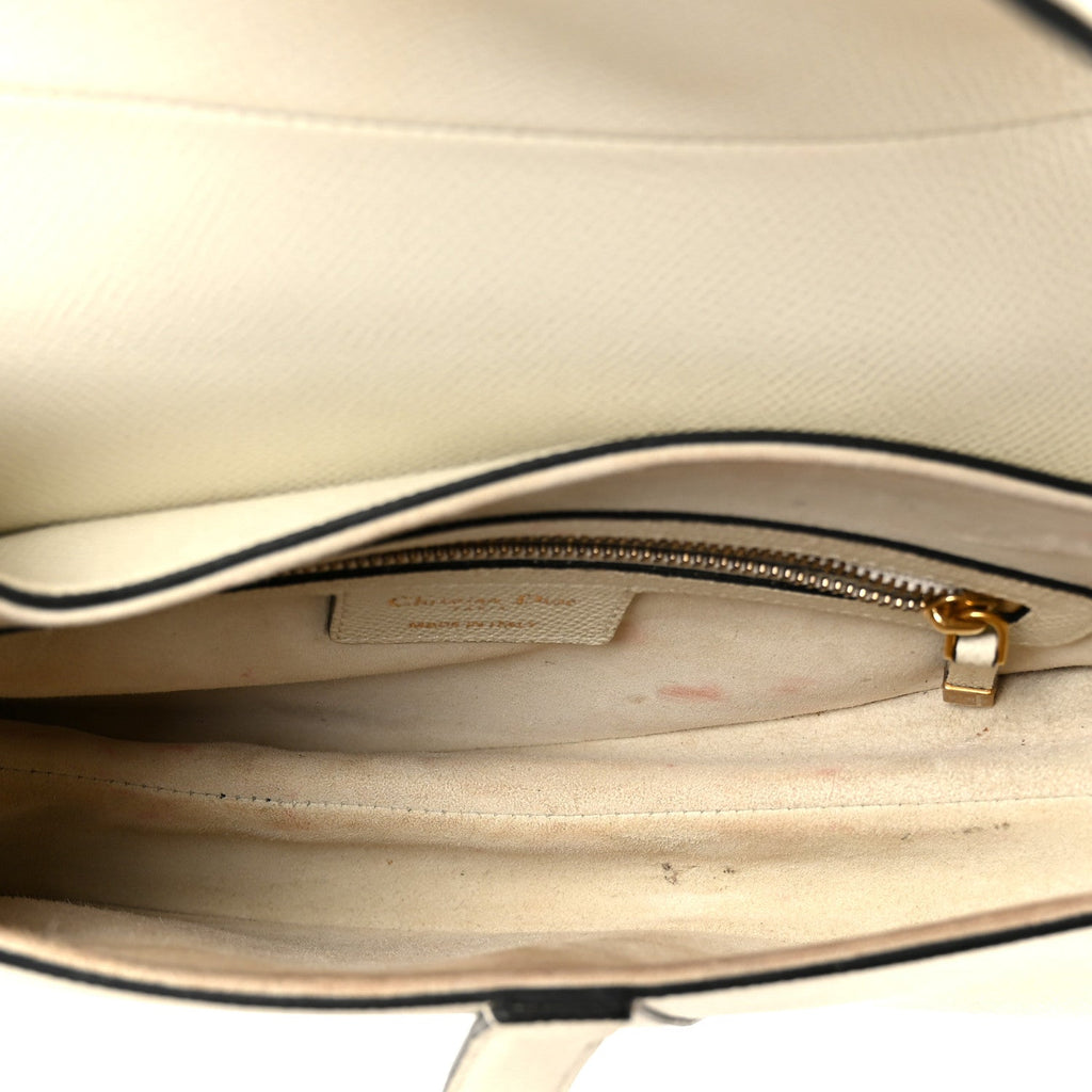 Grained Calfskin Saddle Bag White