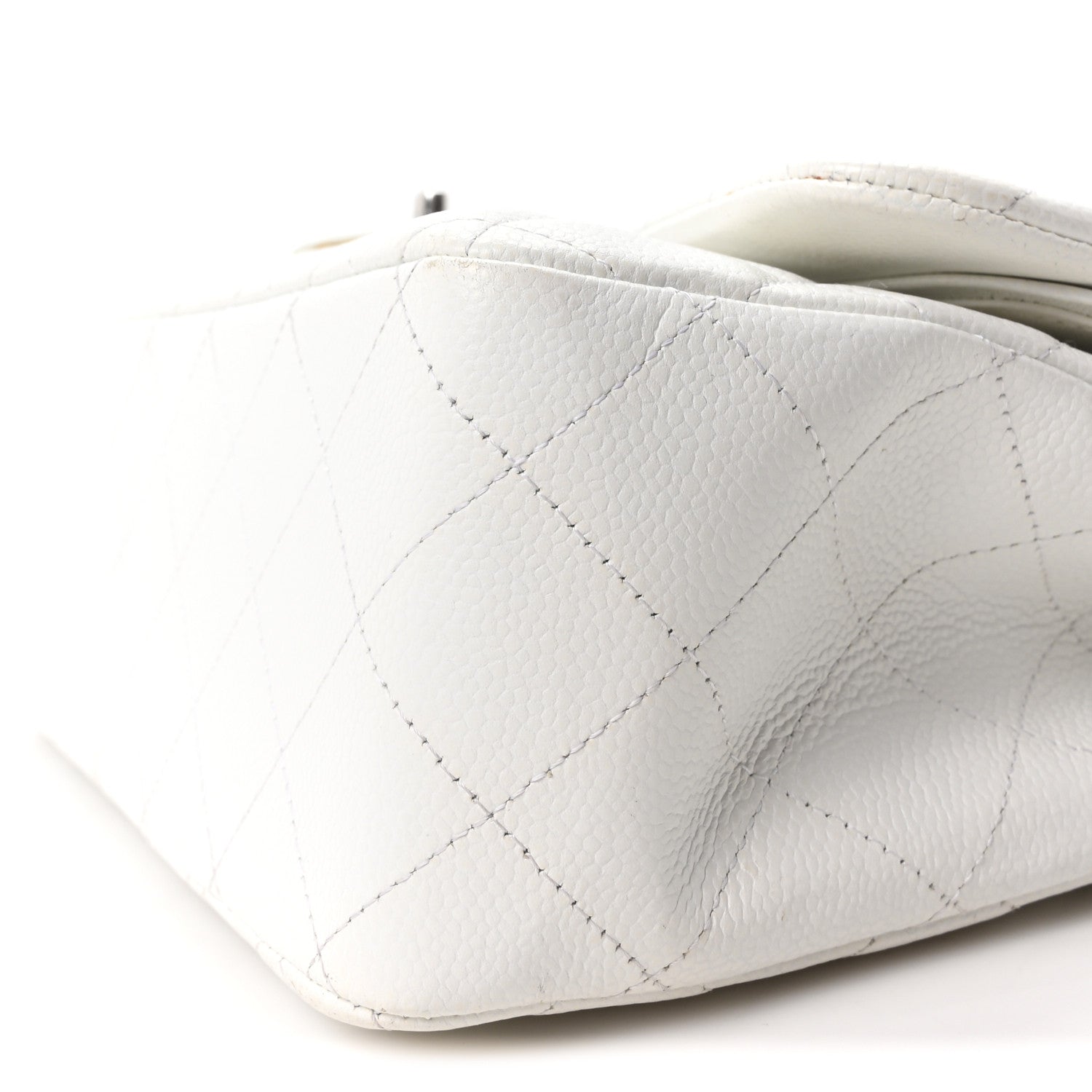 Caviar Quilted Jumbo Double Flap White