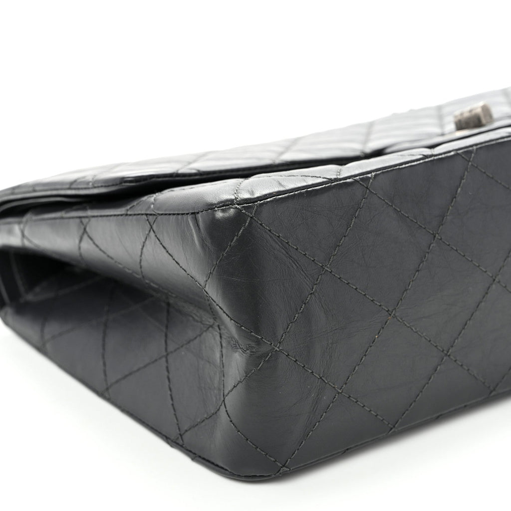 Aged Calfskin Quilted 2.55 Reissue 227 Flap Dark Grey