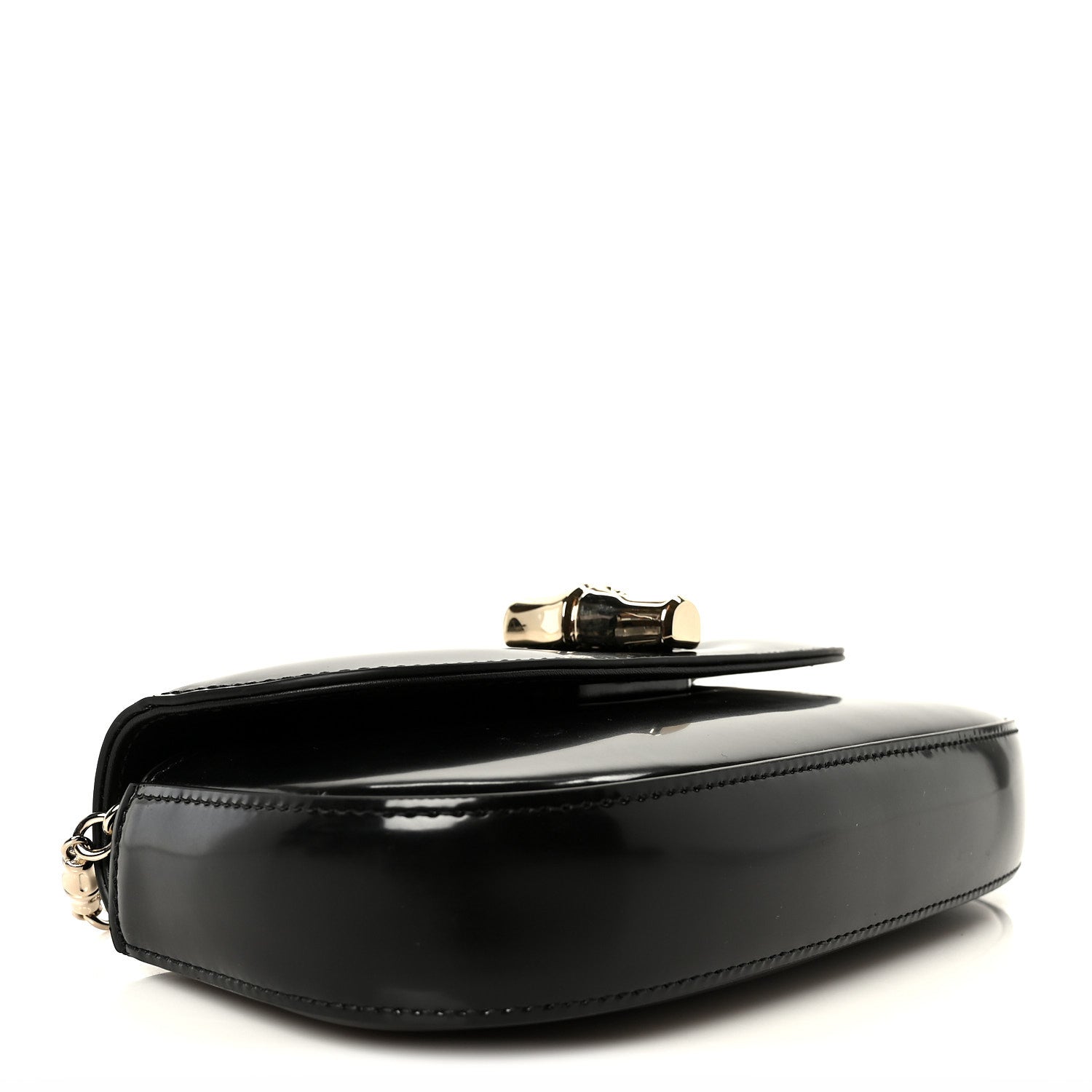 Shiny Calfskin Small Bamboo Night Bag Black
