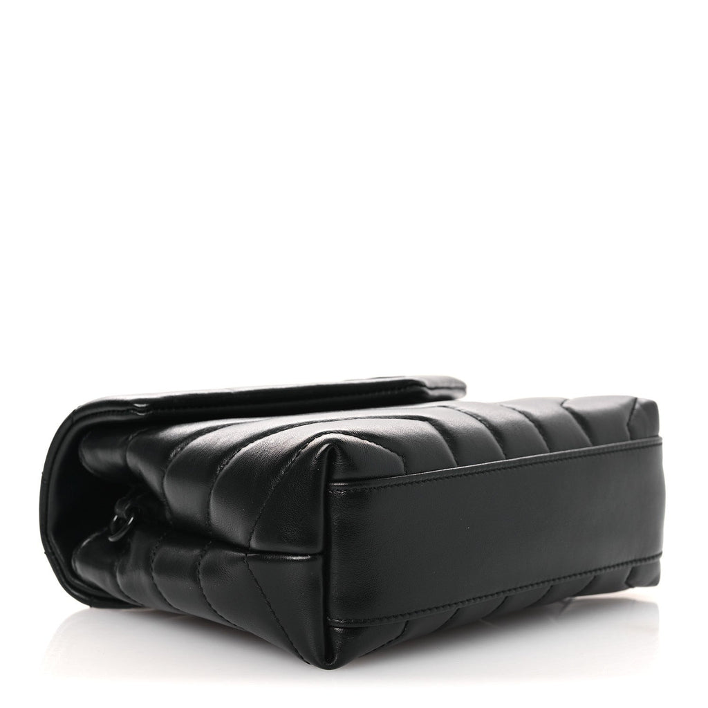 Calfskin Y Quilted Monogram Monochrome Toy Loulou Crossbody Bag Black