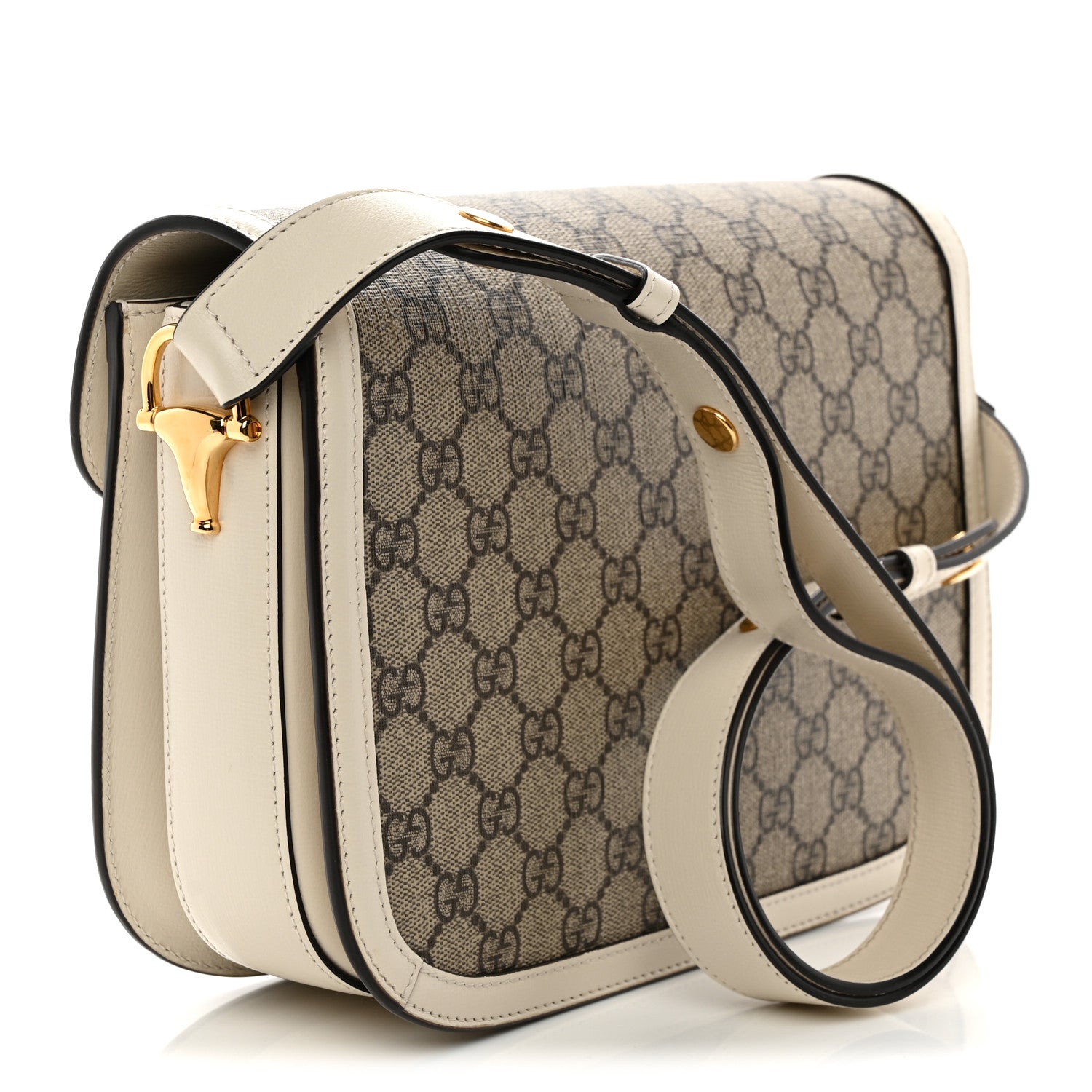 GG Supreme Monogram Horsebit 1955 Shoulder Bag Beige Mystic White