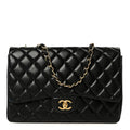 Lambskin Quilted Jumbo Single Flap Black