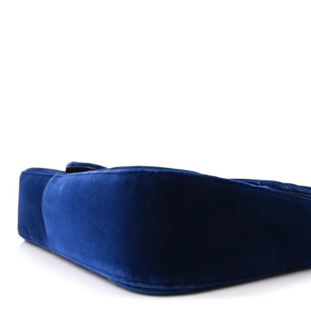 Velvet Matelasse Medium GG Marmont Shoulder Bag Cobalt Blue