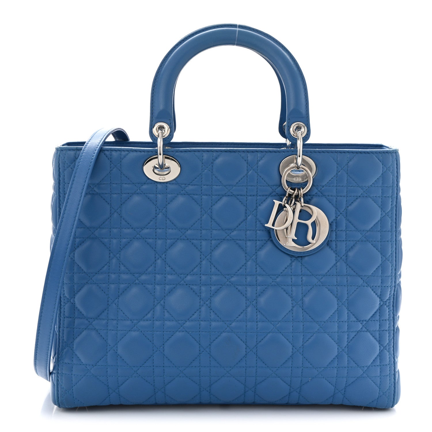 Lambskin Cannage Large Lady Dior Blue