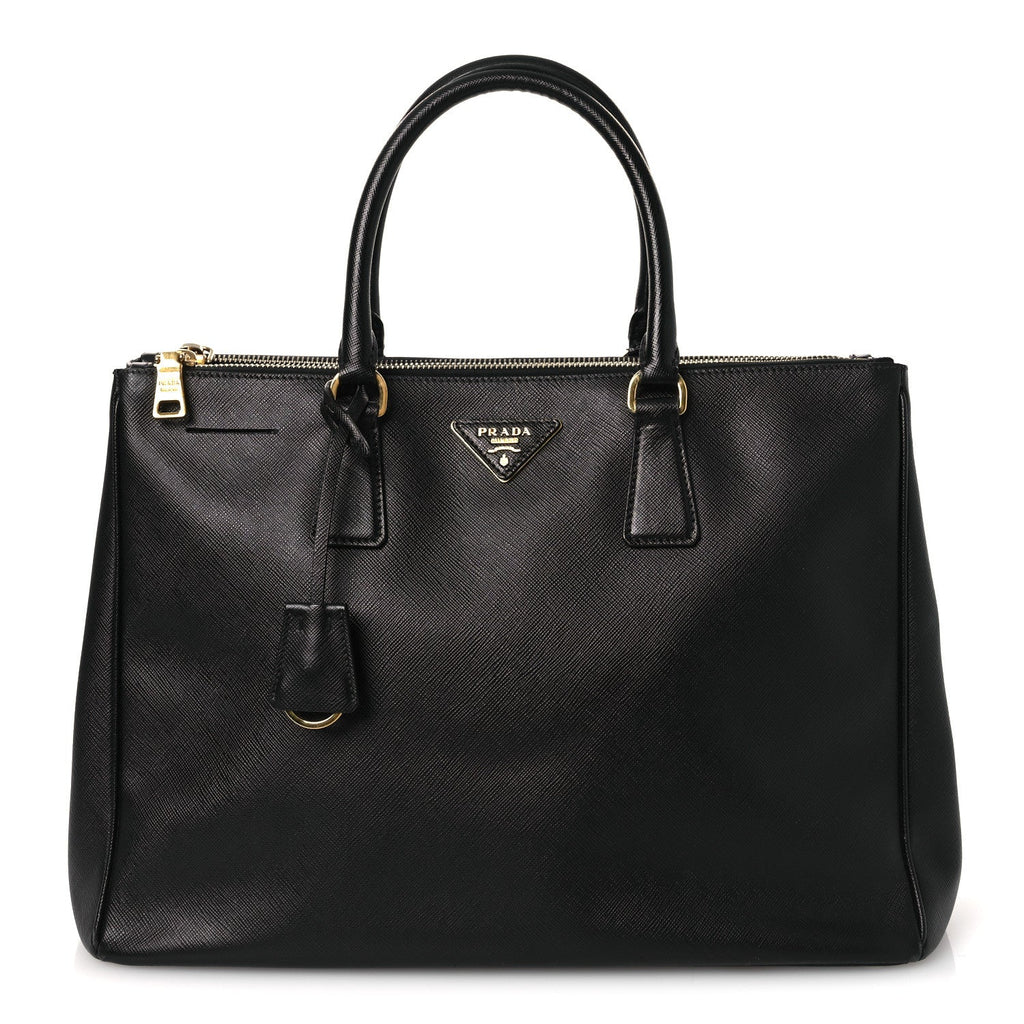 Saffiano Large Galleria Double Zip Tote Black