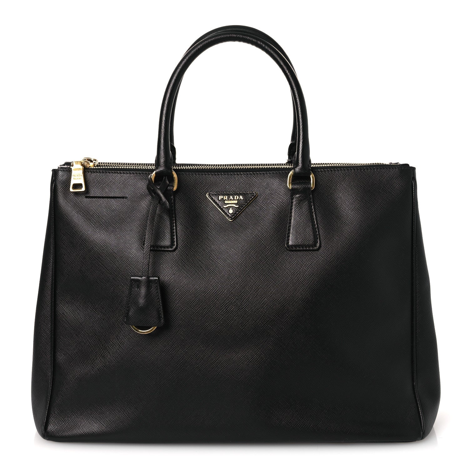 Saffiano Large Galleria Double Zip Tote Black
