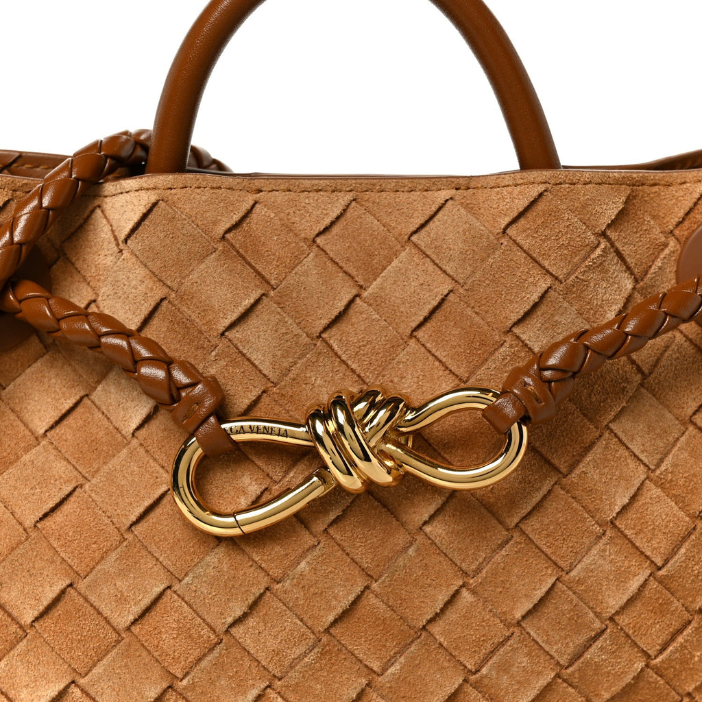 Suede Intrecciato Small Andiamo Shoulder Bag Amber