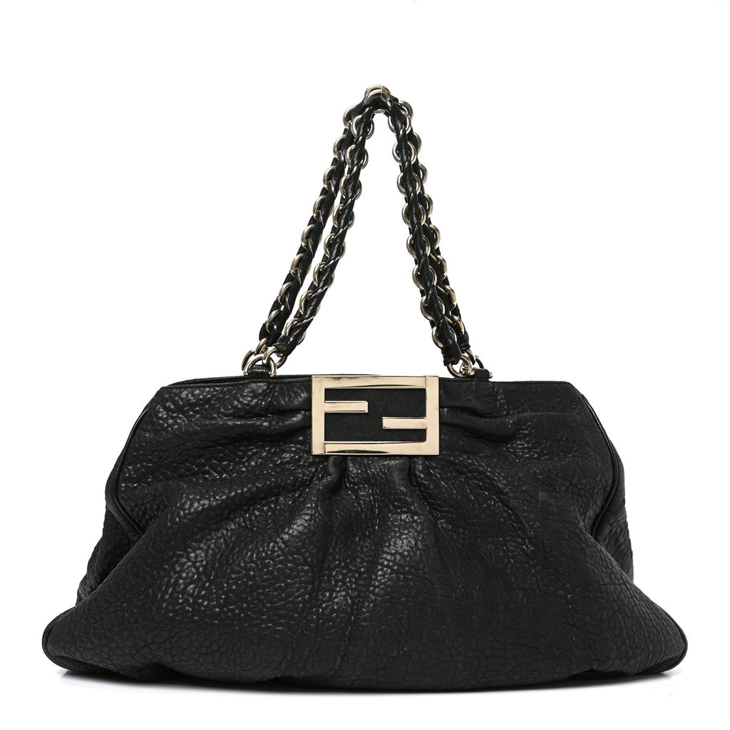 Crinkled Lambskin Mia Tote Black