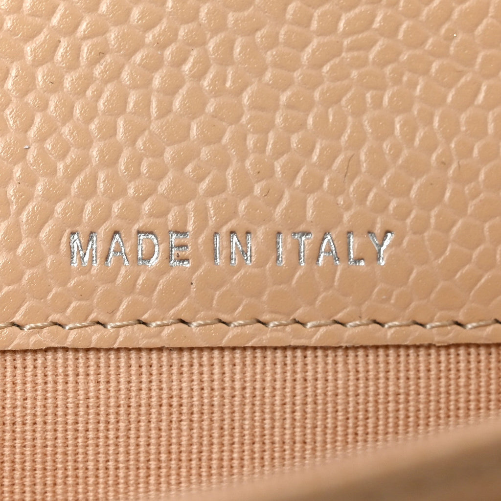 Caviar Quilted Flap Card Holder Wallet Beige