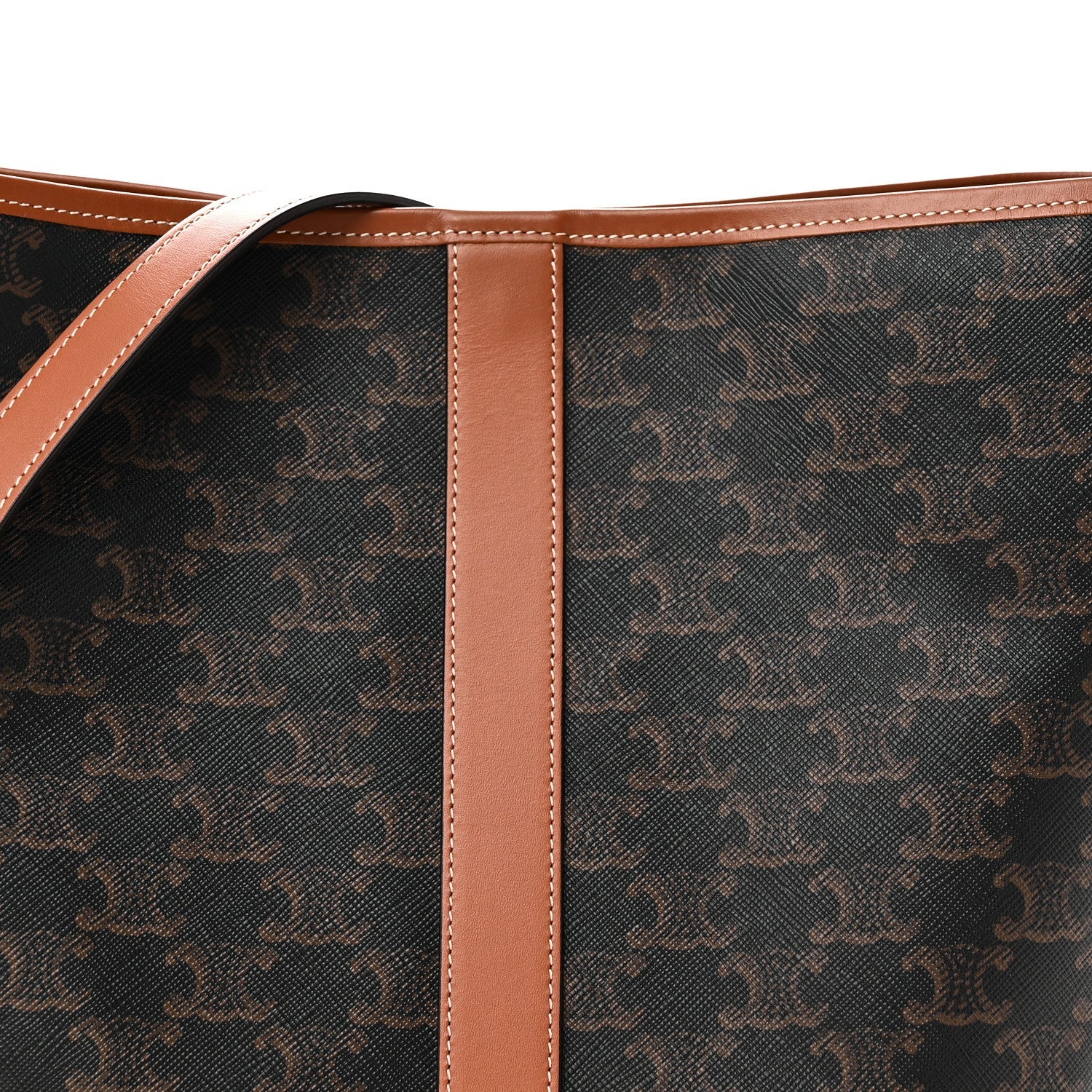 Triomphe Canvas Calfskin Medium Bucket Bag Tan