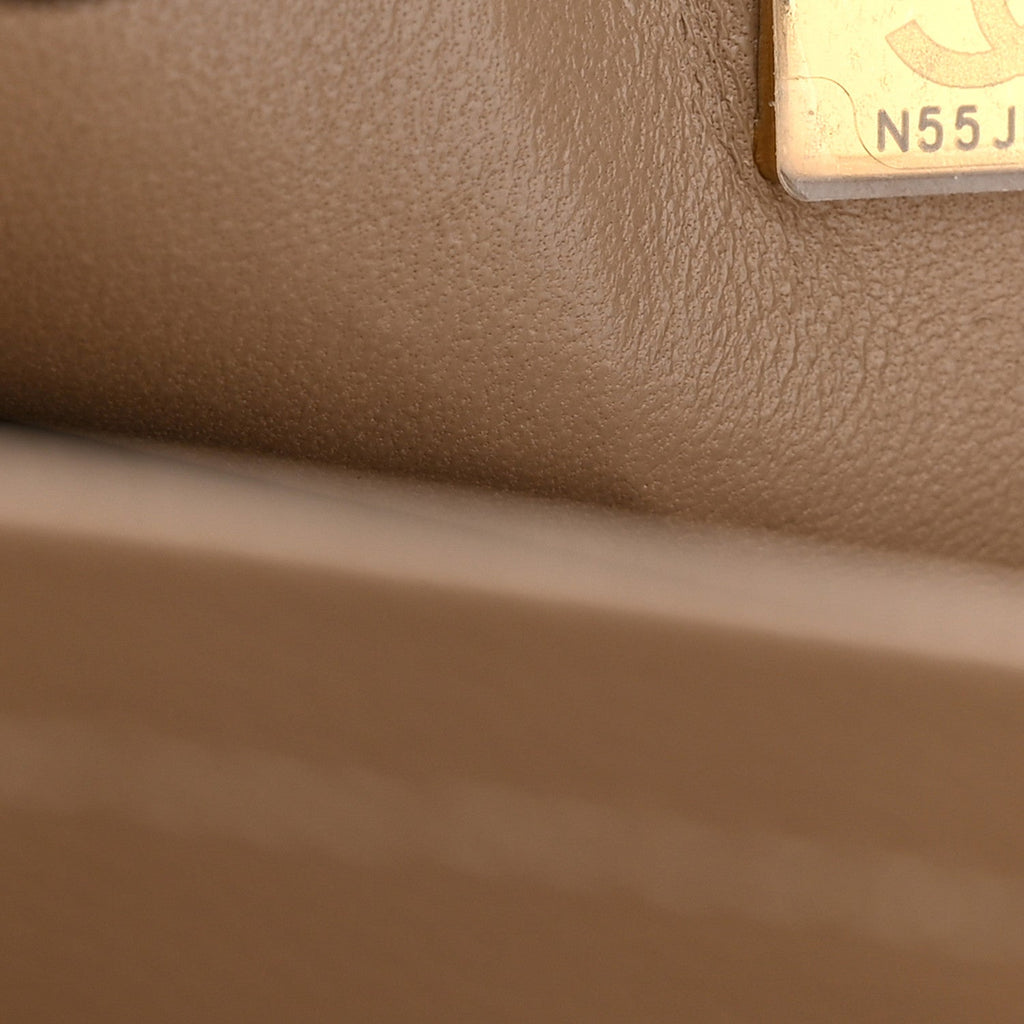 Caviar Quilted Small Double Flap Dark Beige