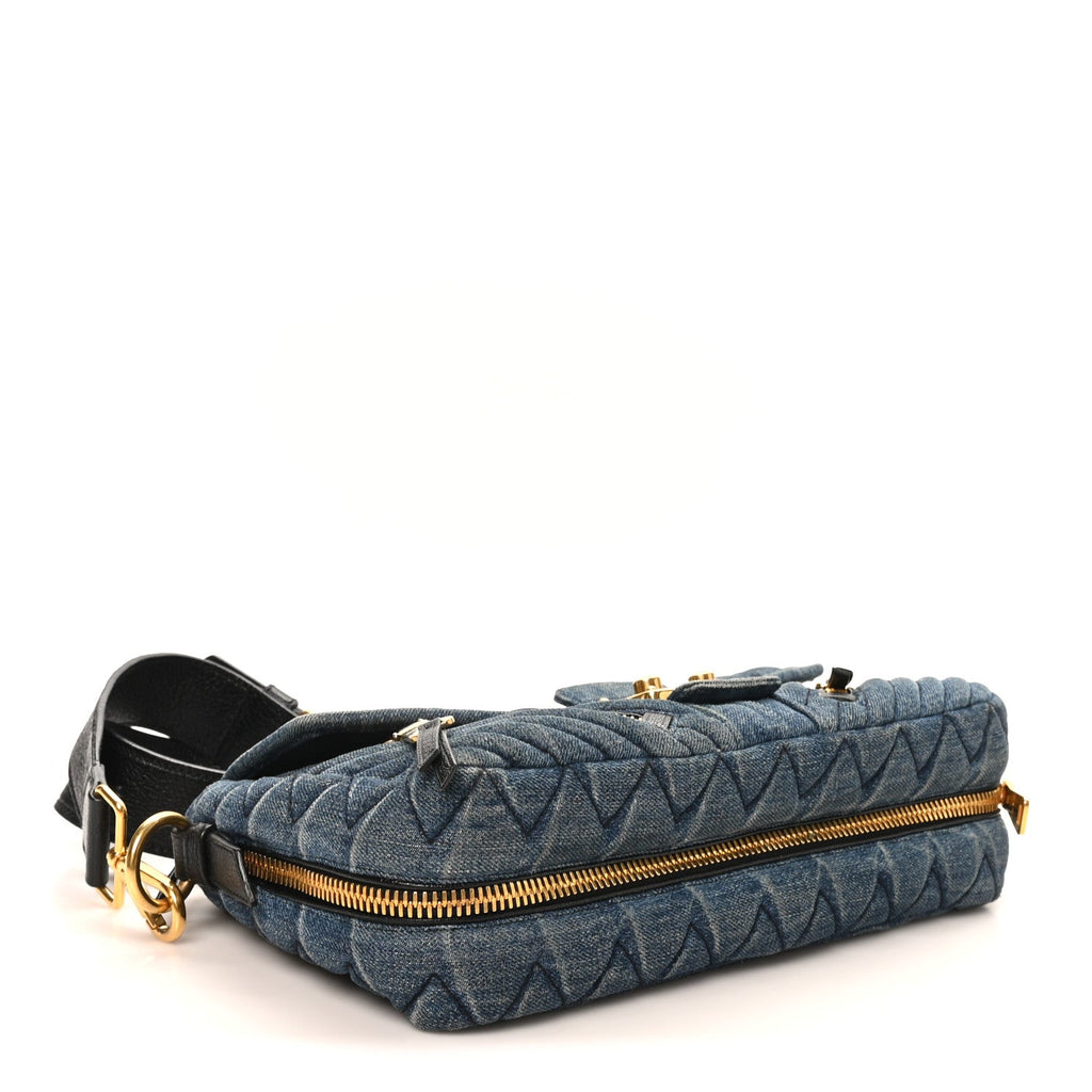 Denim Matelasse Biker Shoulder Bag Avio