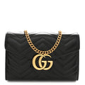 Calfskin Matelasse GG Marmont Chain Wallet Black