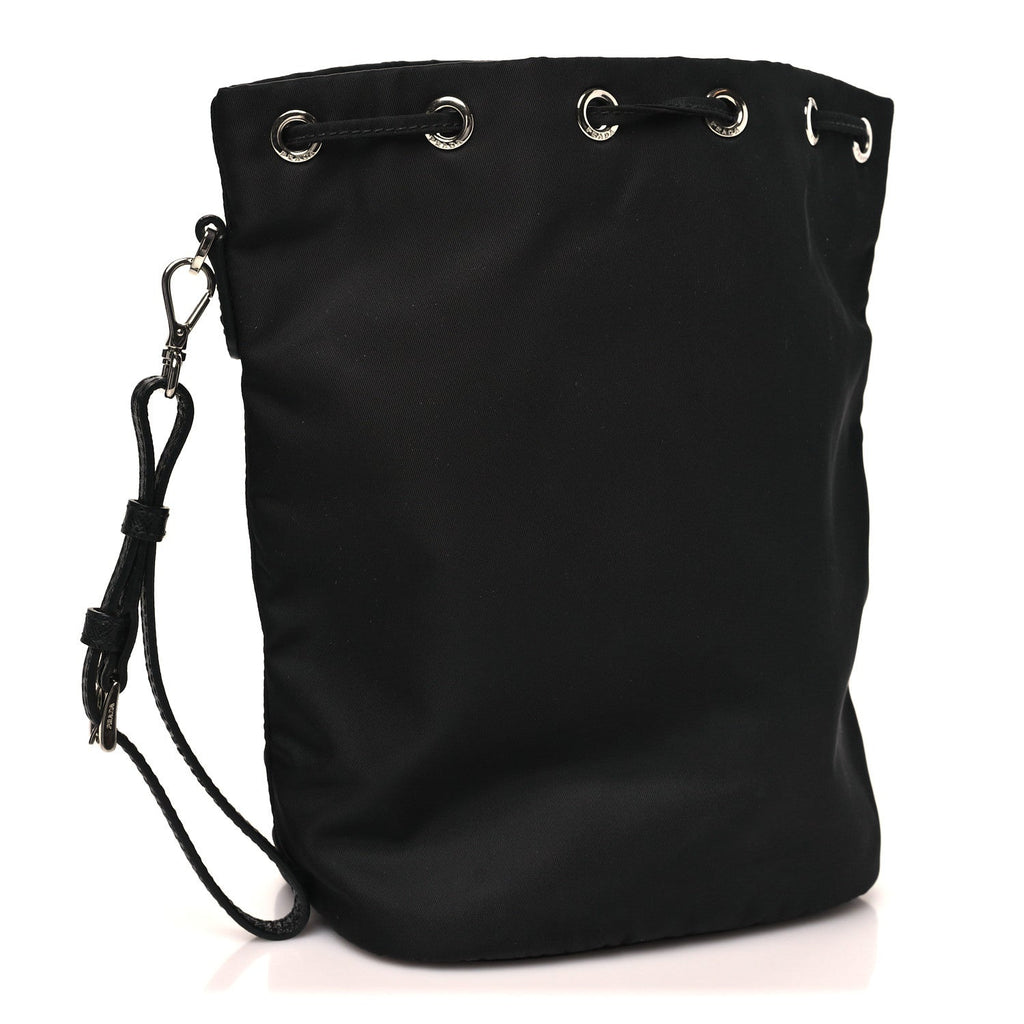 Re-Nylon Vela Drawstring Wristlet Pouch Black