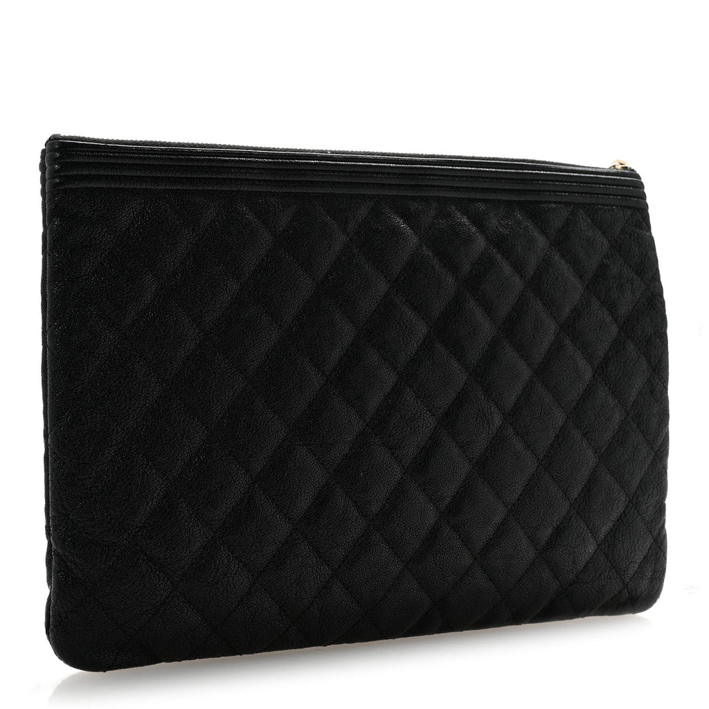 Caviar Quilted Medium Boy Cosmetic Case Black