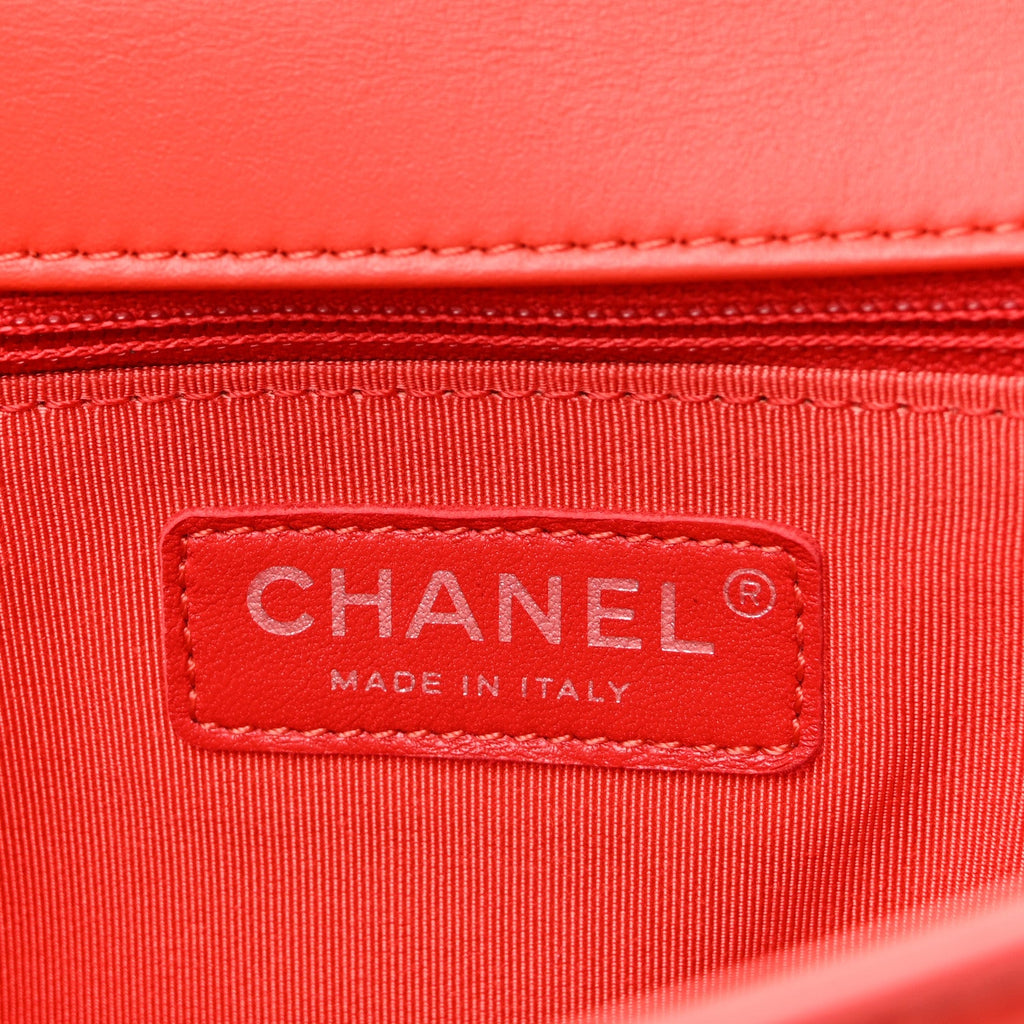 Calfskin Stitched Small Ring My Bag Flap Crossbody Red