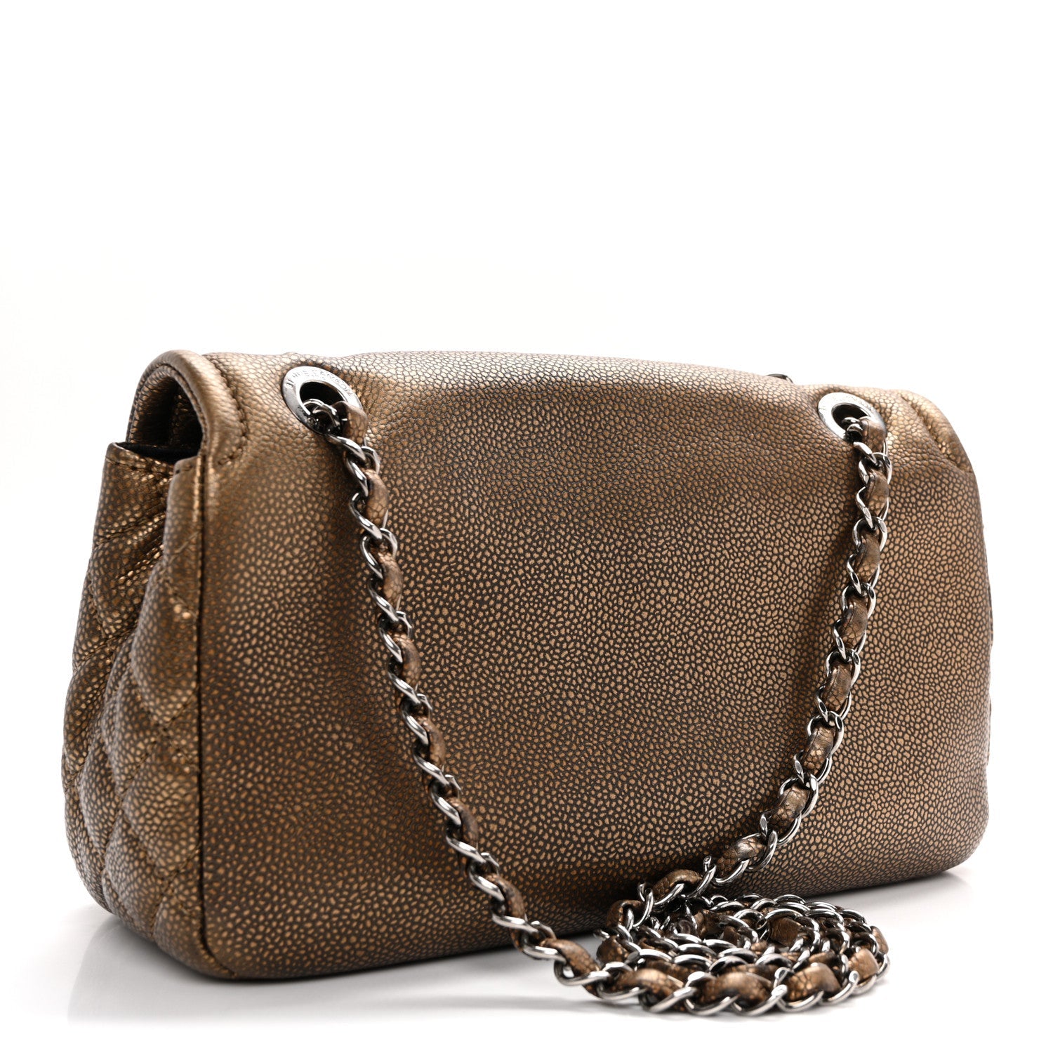 Metallic Caviar Medium Timeless CC Flap Bronze