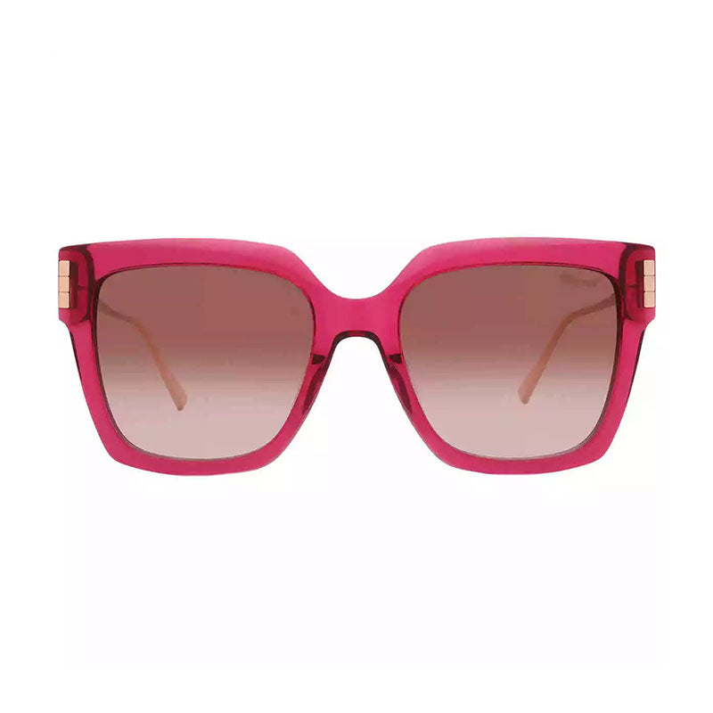 Chopard Sunglasses Square Full Rim, Shiny Transparent Plum Purple/Gold Frame and Brown Gradient Lens SCH353M04GB