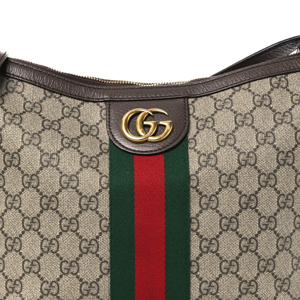 GG Supreme Monogram Web Small Ophidia Half Moon Hobo Brown