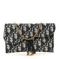 Oblique Saddle Chain Long Wallet Blue