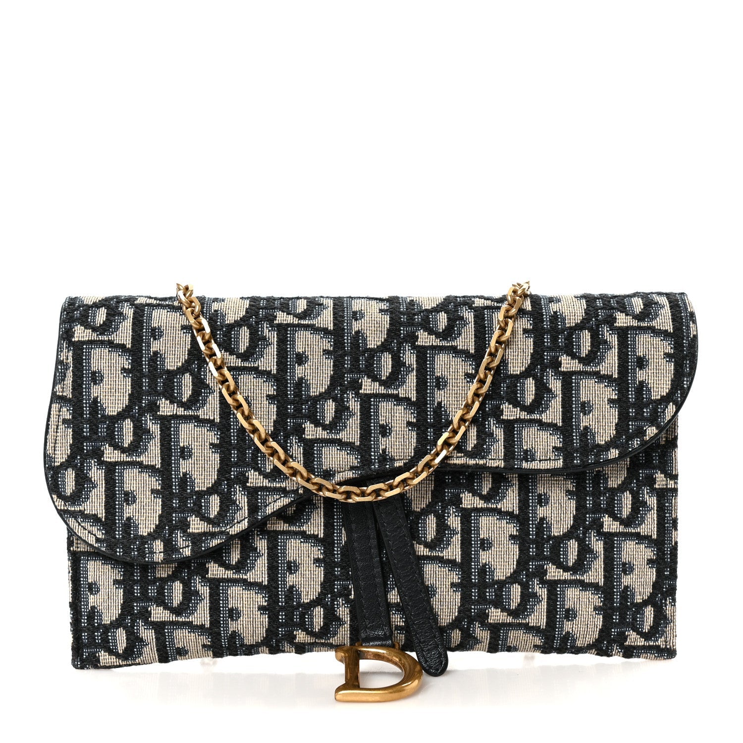 Oblique Saddle Chain Long Wallet Blue