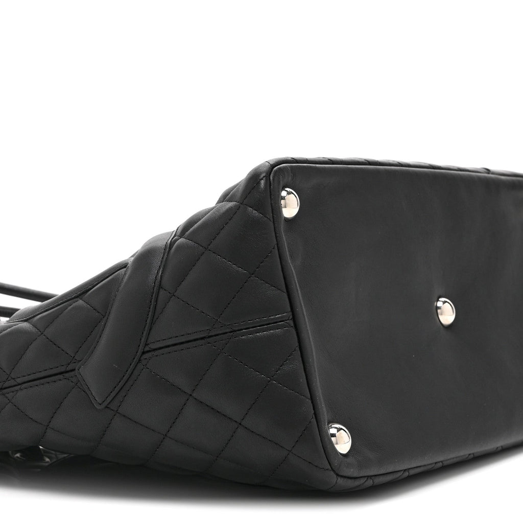 Calfskin Quilted Large Cambon Tote Black