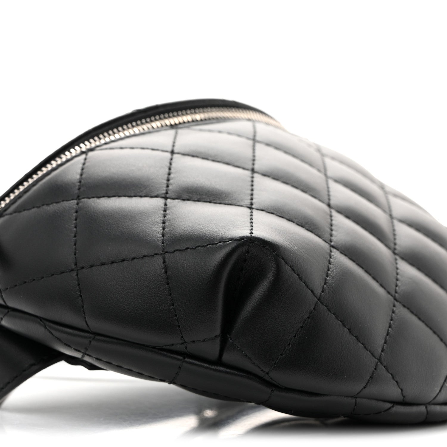 Calfskin Quilted Waist Belt Bag Black