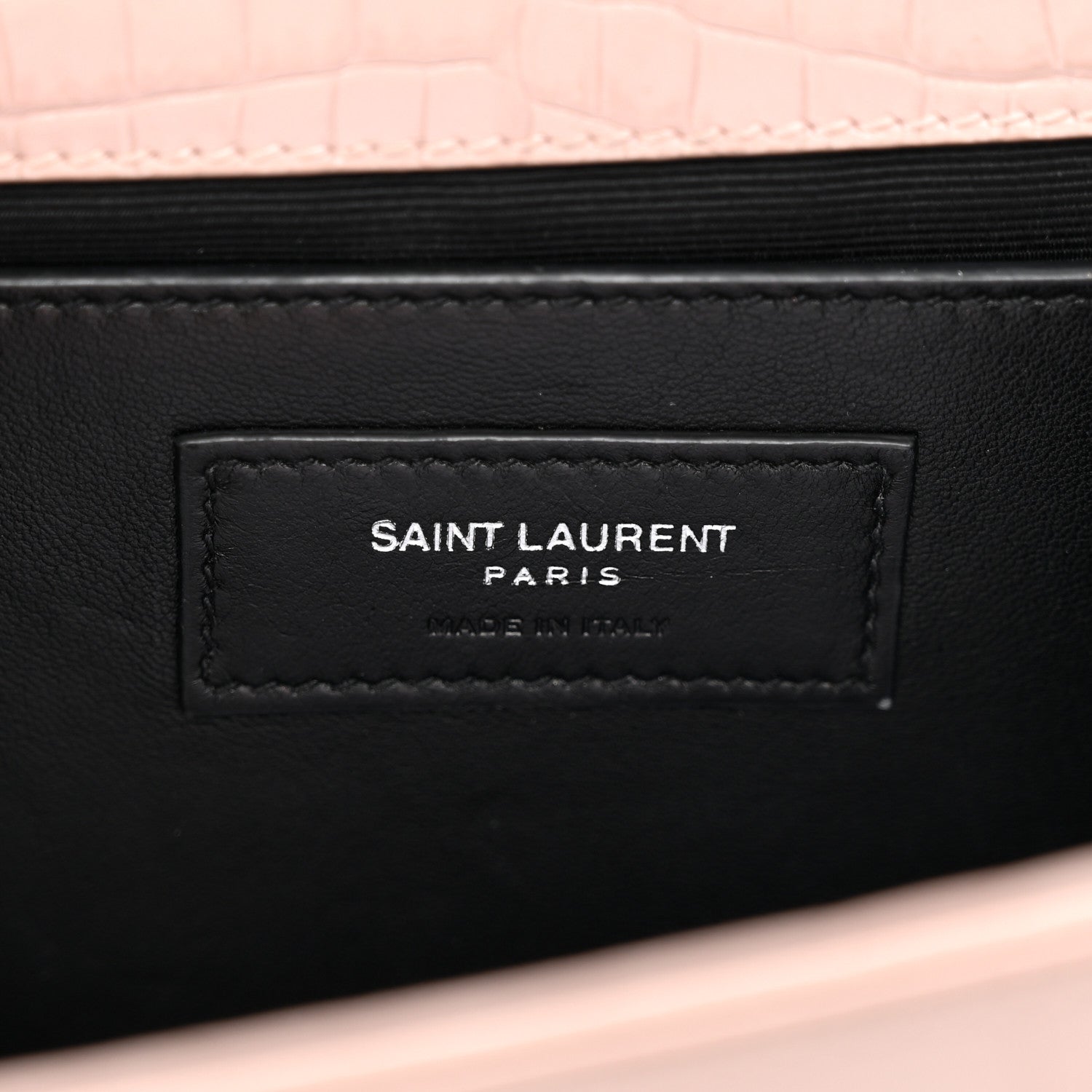 Calfskin Crocodile Embossed Medium Classic Monogram Kate Tassel Satchel Powder Pink