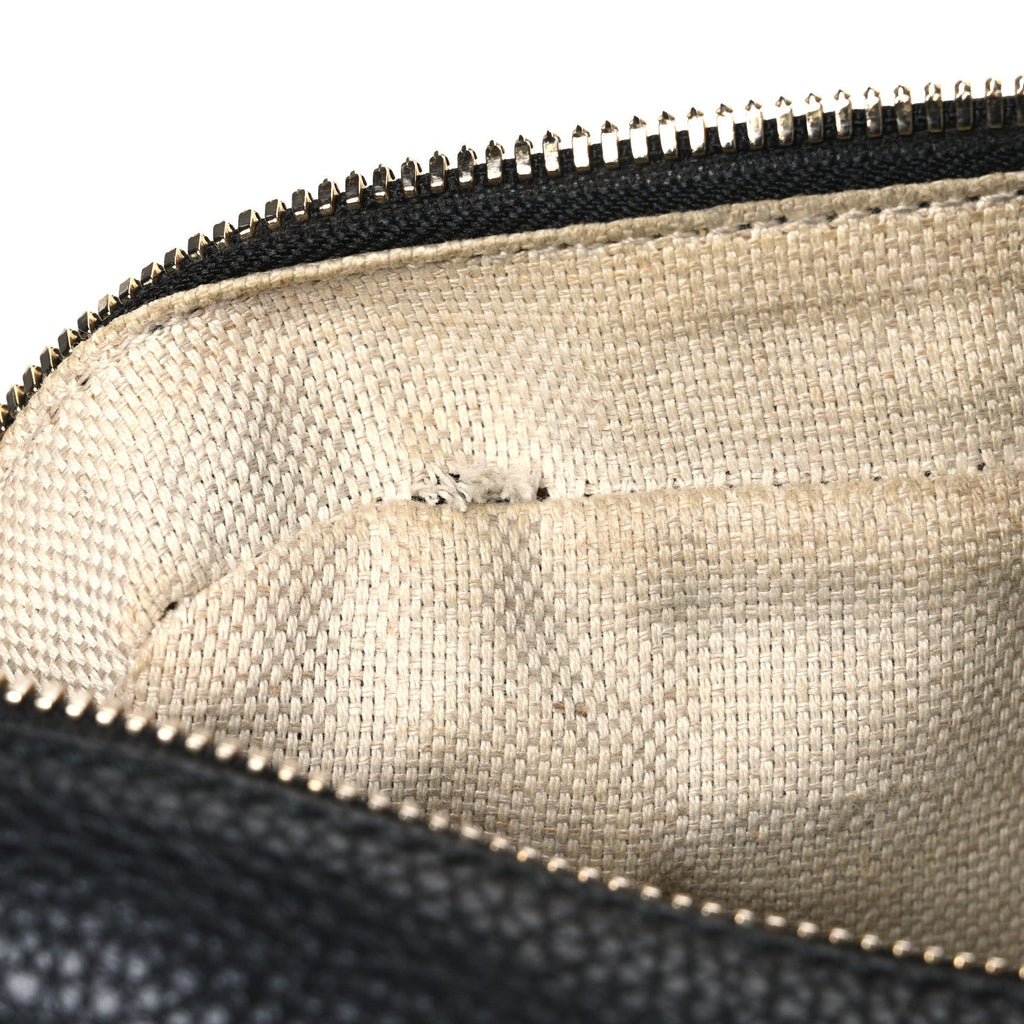 Pebbled Calfskin Small Soho Disco Bag Black