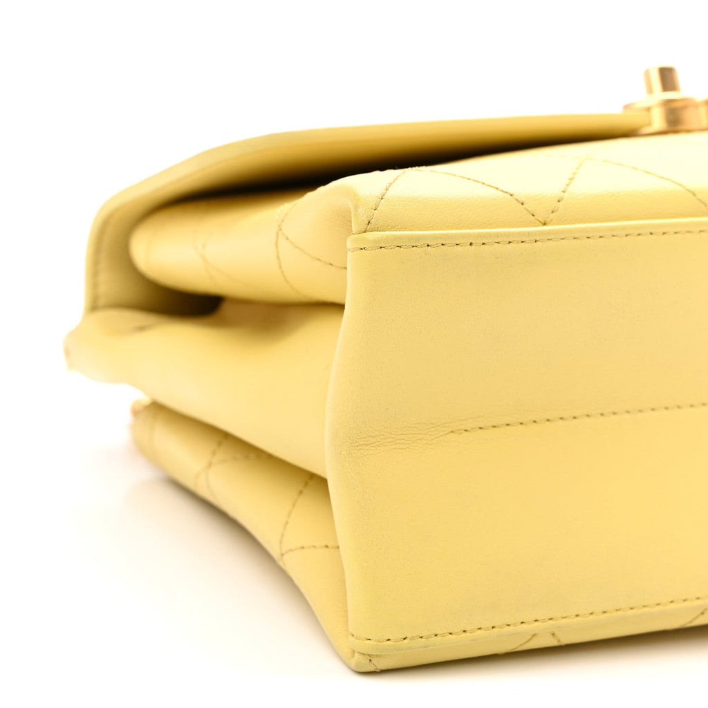 Lambskin Stitched Coco Luxe Small Flap Yellow
