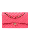 Caviar Quilted Medium Double Flap Pink