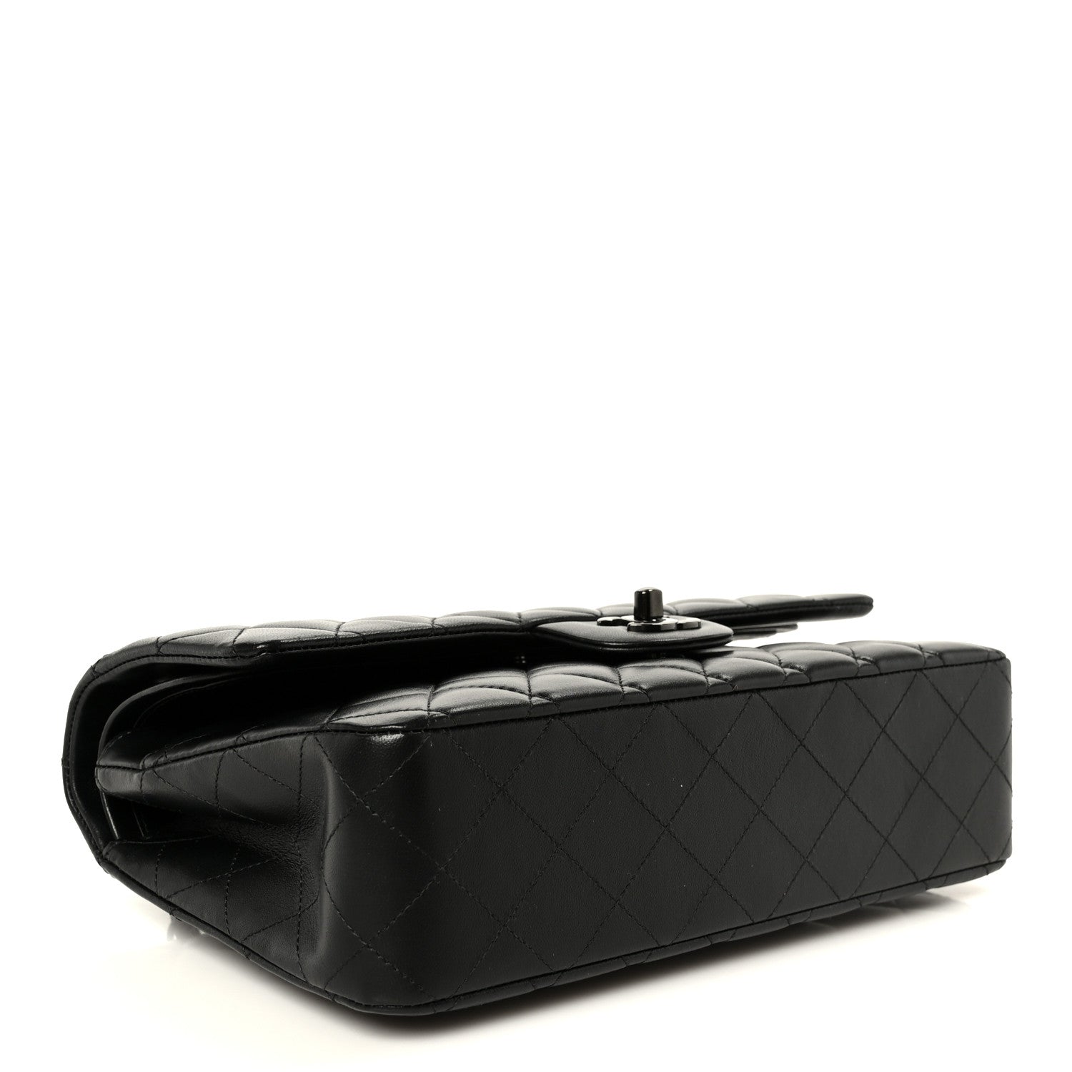 Lambskin Quilted Medium Double Flap So Black
